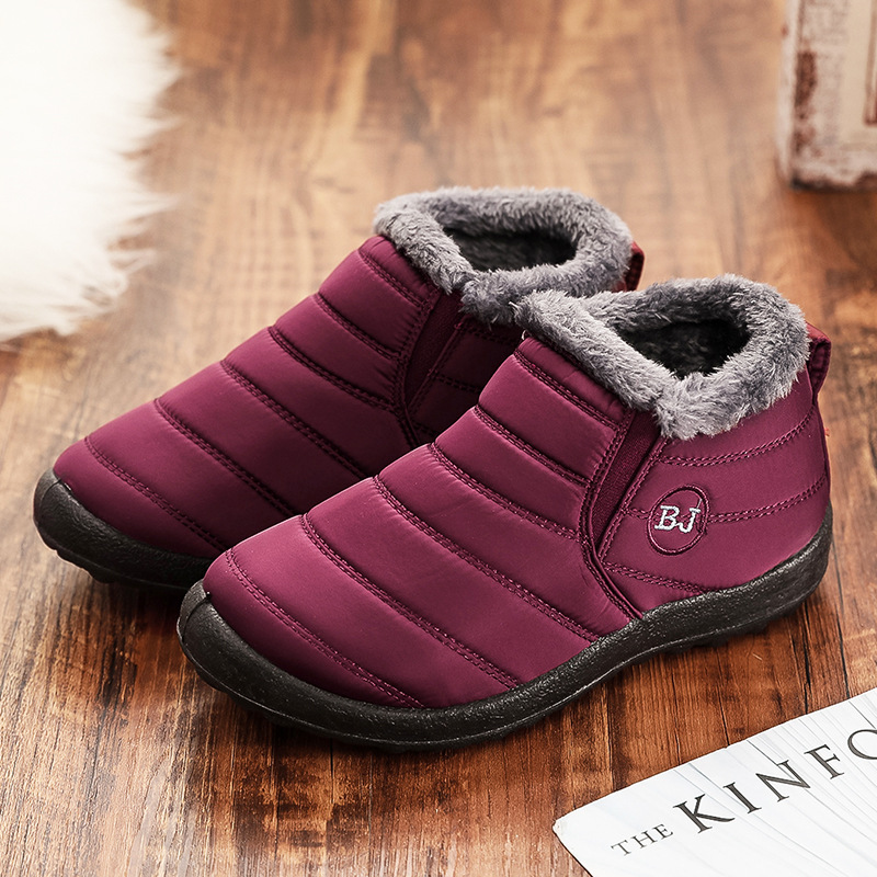 Espadrille Slip On - รองเท้าผ้าฝ้ายไซส์ใหญ่สำหรับทั้งชายและหญิง รุ่นใหม่สำหรับฤดูหนาว พร้อมบุขนหนาและรองเท้าบูทหุ้มข้อแบบเตี้ยที่ให้ความอบอุ่น
