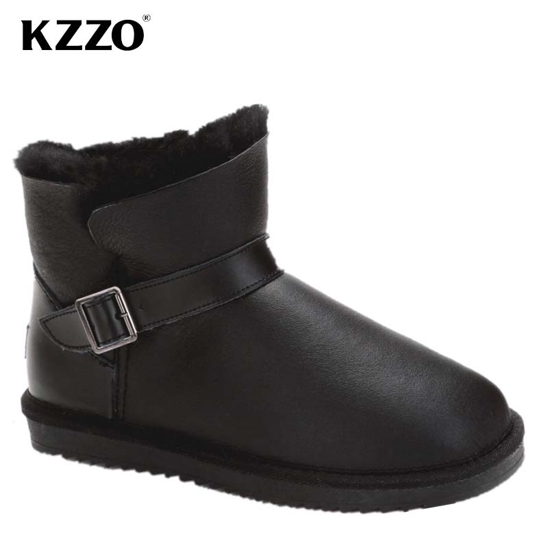 Espadrille Slip On - KZZO 2025 ใหม่ผู้ชายสบายๆหนังSheepskinฤดูหนาวหิมะรองเท้าบูทขนสัตว์ธรรมชาติเรียงรายเก็บรองเท้าอุ่นกันน้ํา
