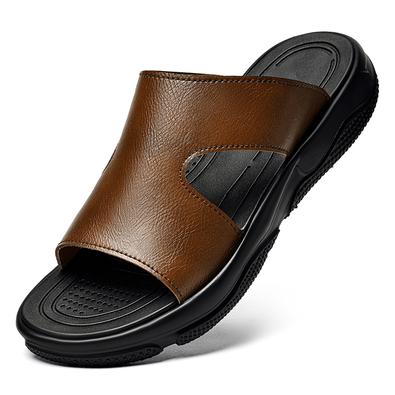 รองเท้าแตะหนังผู้ชาย พื้นหนากั - Flip Flop Leather Men บทวิจารณ์และราคา