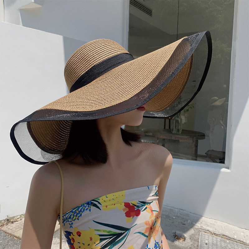 ผู้หญิงหมวกดวงอาทิตย์ชายคาใหญ่ - Bucket Hat Straw บทวิจารณ์และราคา