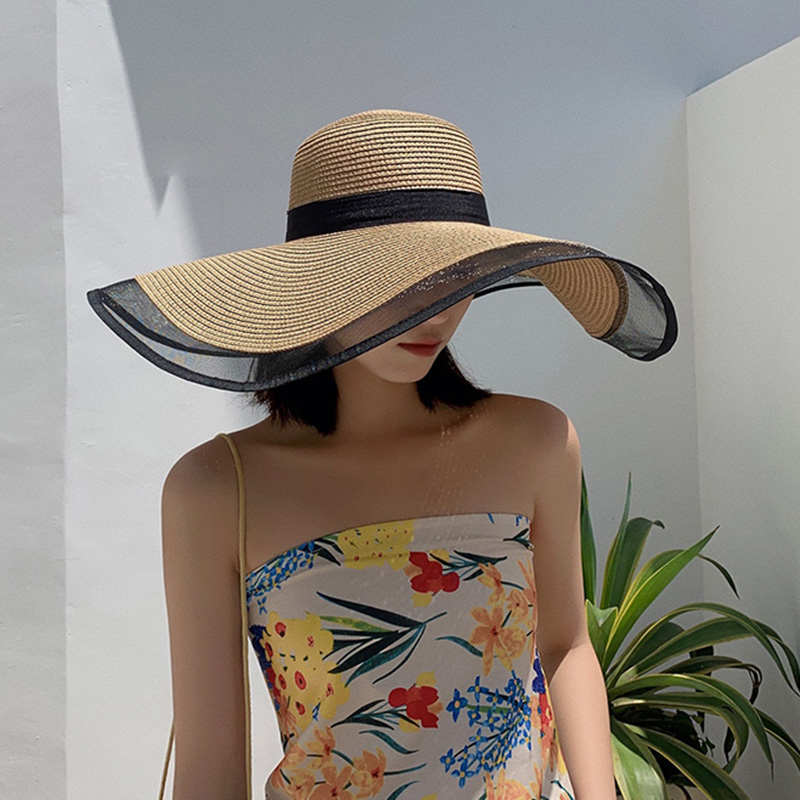 ผู้หญิงหมวกดวงอาทิตย์ชายคาใหญ่ - Bucket Hat Straw บทวิจารณ์และราคา
