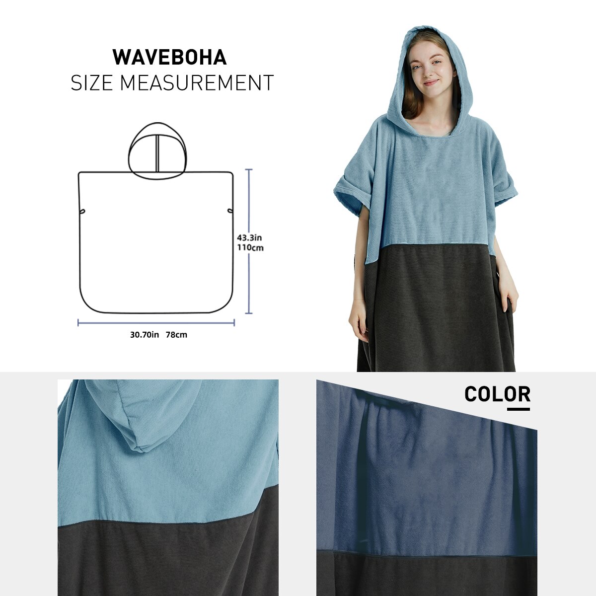 Surf Poncho ผ้าเช็ดตัว Poncho  - Beach Towel Large บทวิจารณ์และราคา